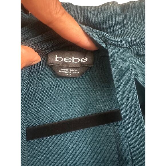 Bebe Women's Bandage Bodycon Dress Medium Long Sleeve Cutout Mini Teal Blue - Picture 7 of 16